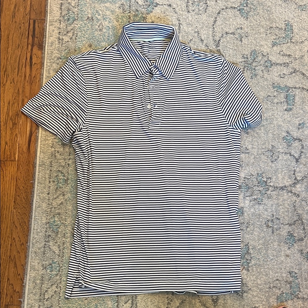 J. Crew Navy and White Striped Polo Shirt